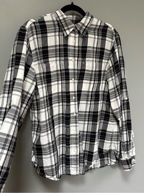 Lauren Ralph Lauren Black & White Plaid Casual Button-Down Shirt Size XL